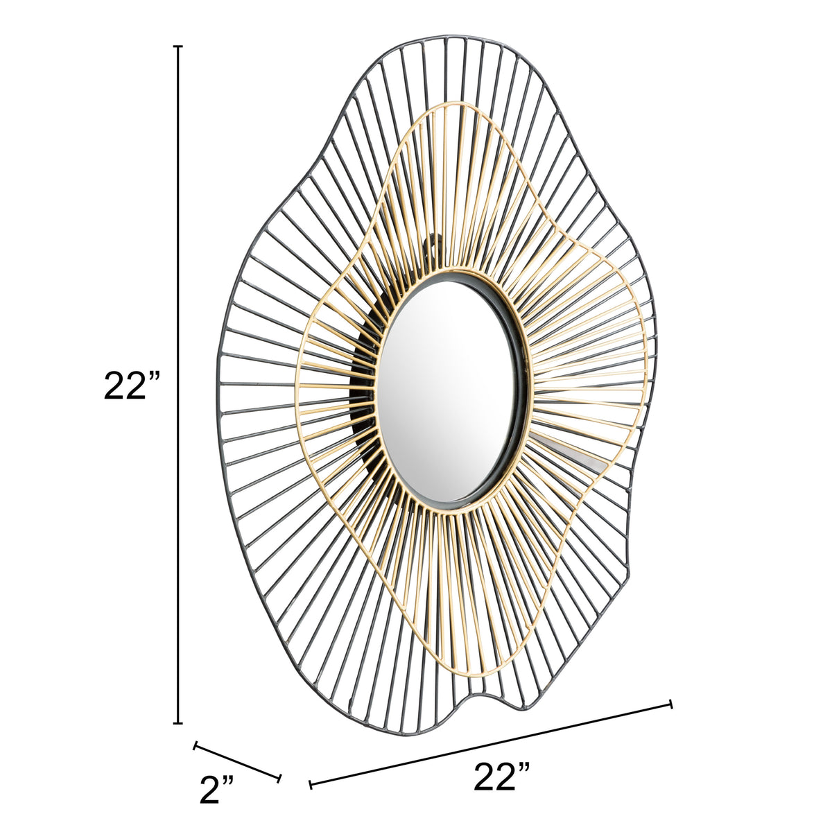 Comet Round Mirror Black & Gold