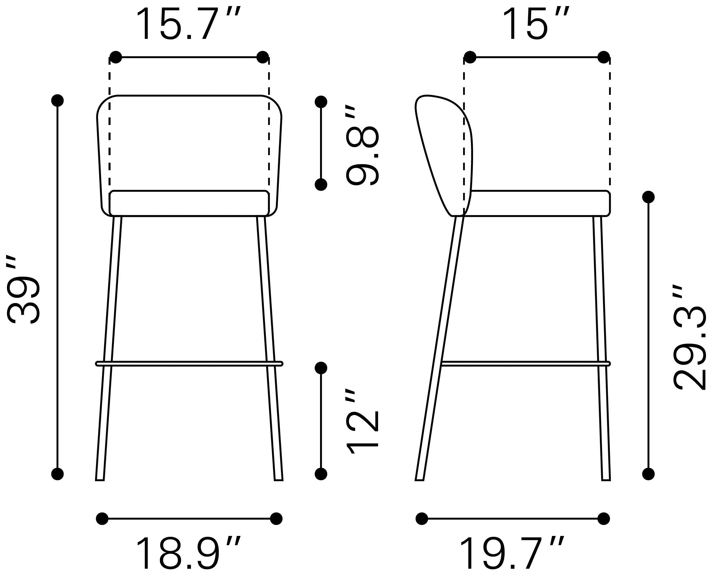 Linz Barstool (Set of 2) Gray