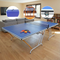 9ft Mid-Size Table Tennis Table Foldable & Portable Ping Pong Table Set for Indoor Games with Net, 2 Table Tennis Paddles and 3 Balls