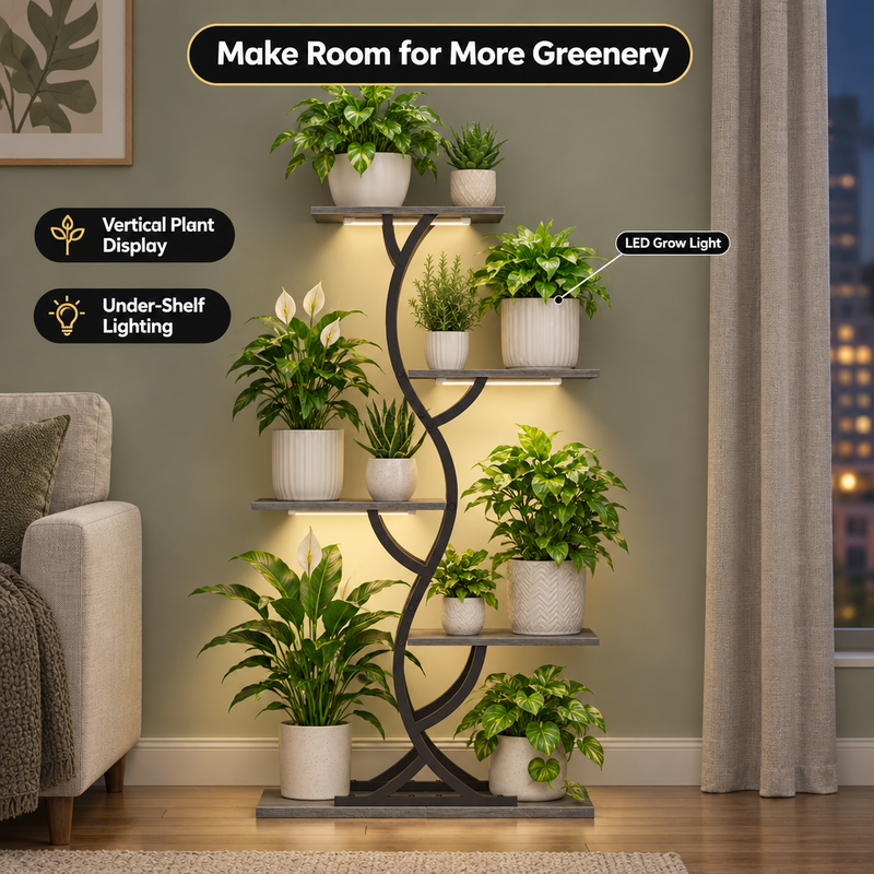 Plant Stand with Grow Lights – Indoor Plant Shelf, 4 to 9 Tiers - 9ghj