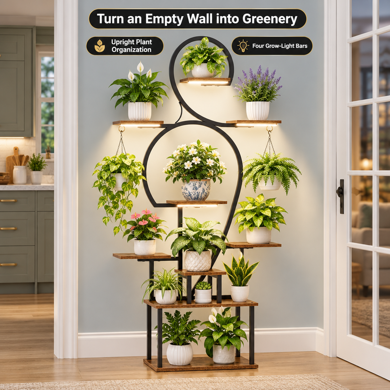 Plant Stand with Grow Lights – Indoor Plant Shelf, 4 to 9 Tiers - 9k