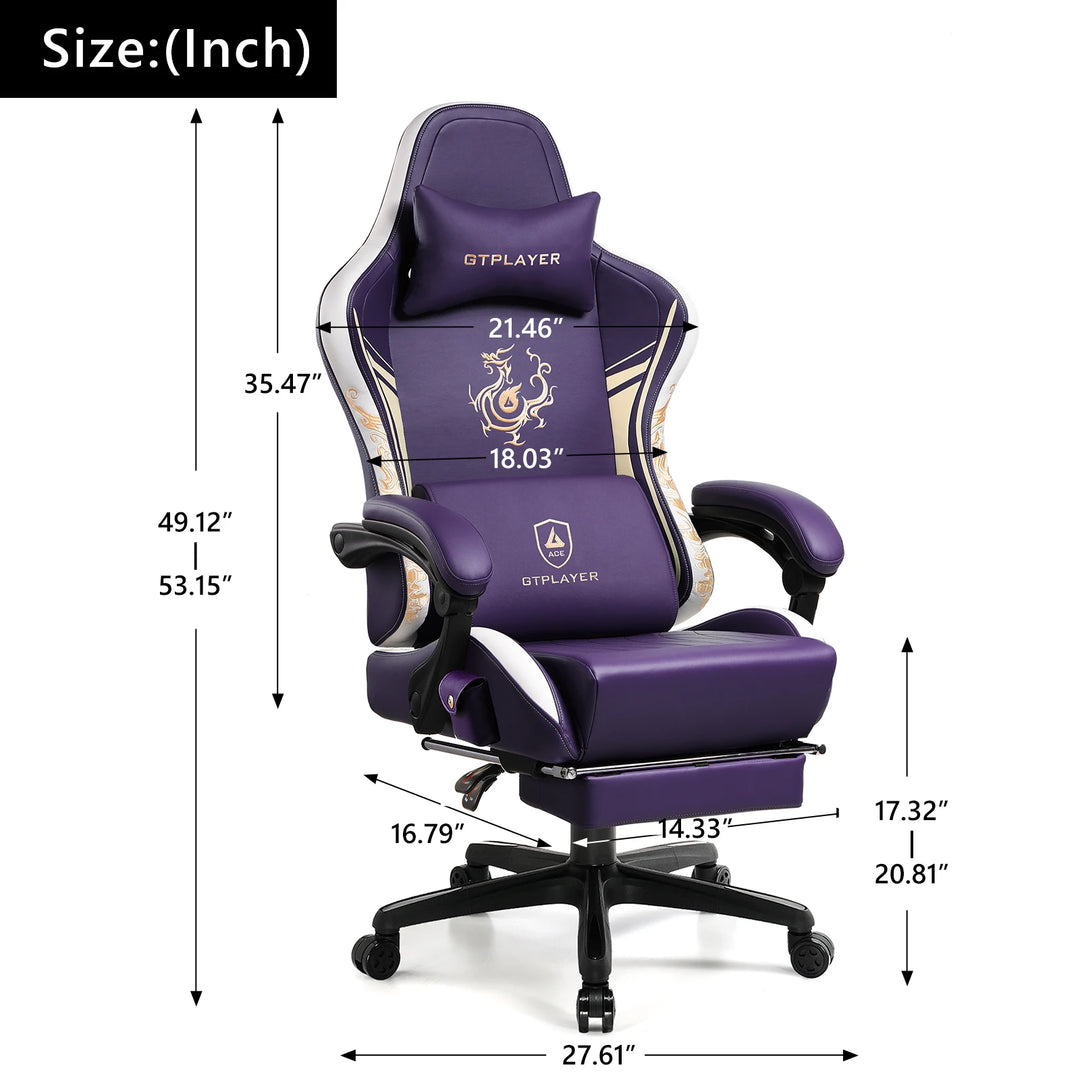 GTPLAYER Gaming Chair with Bluetooth Speakers, Footrest & Ergonomic Design, Dragon Series Video Game & Office Chair