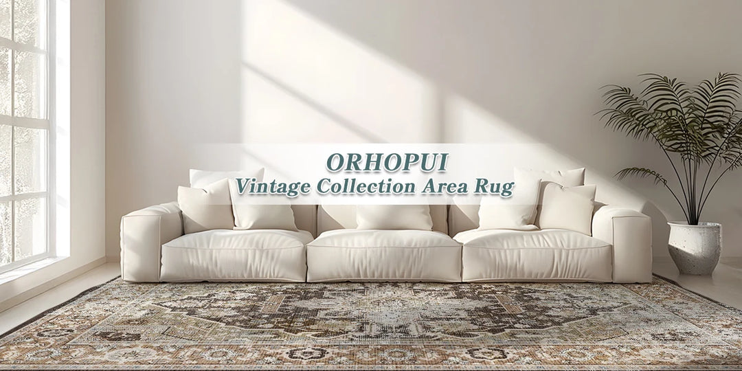 Orhopui Boho Area Rug, Machine Washable Outdoor Camping Rug, Non-Slip Stain Resistant Machine Washable Rug