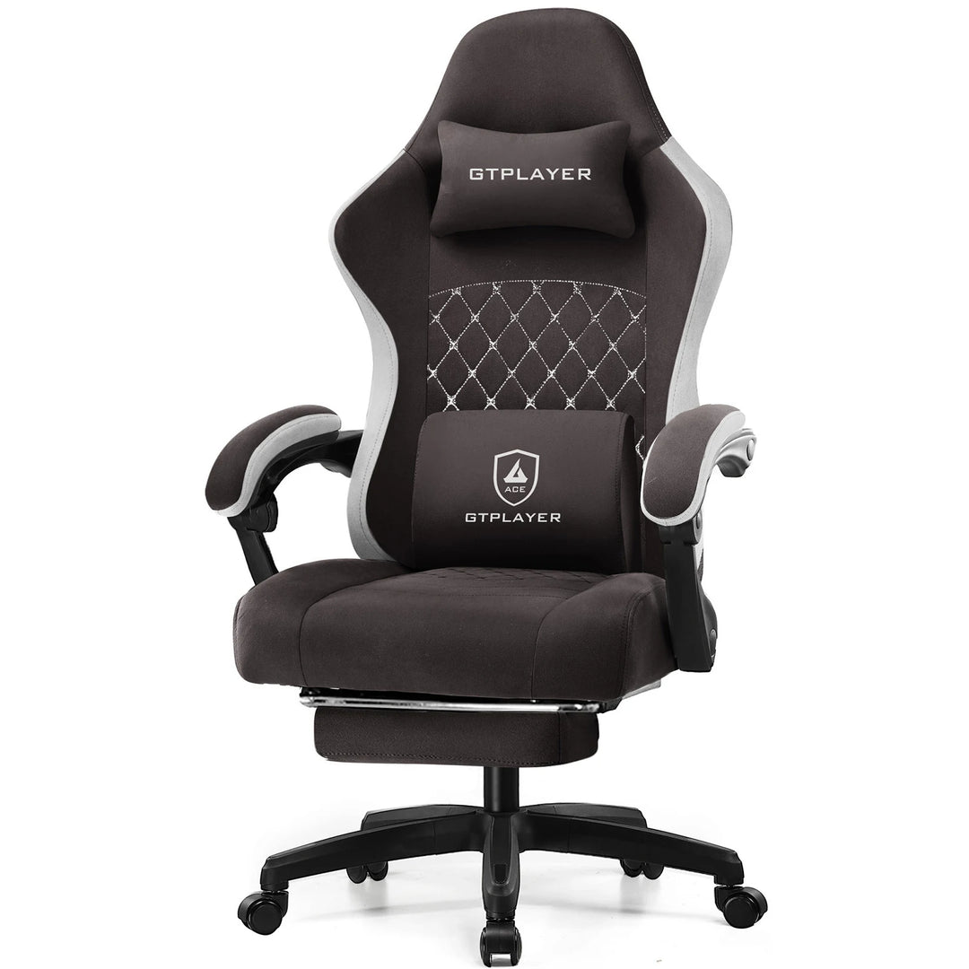 GTPLAYER Gaming Chair with Pocket Spring Cushion, Linkage Armrests & Footrest, Ergonomic Office Chair with Lumbar Support