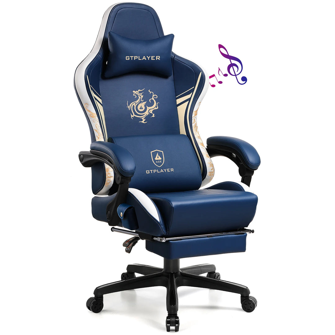 GTPLAYER Gaming Chair with Bluetooth Speakers, Footrest & Ergonomic Design, Dragon Series Video Game & Office Chair