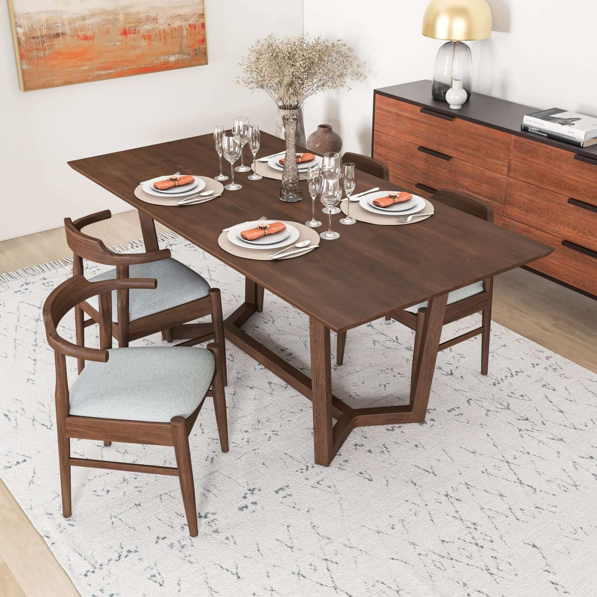 Marina Solid Wood Dining Table In Brown