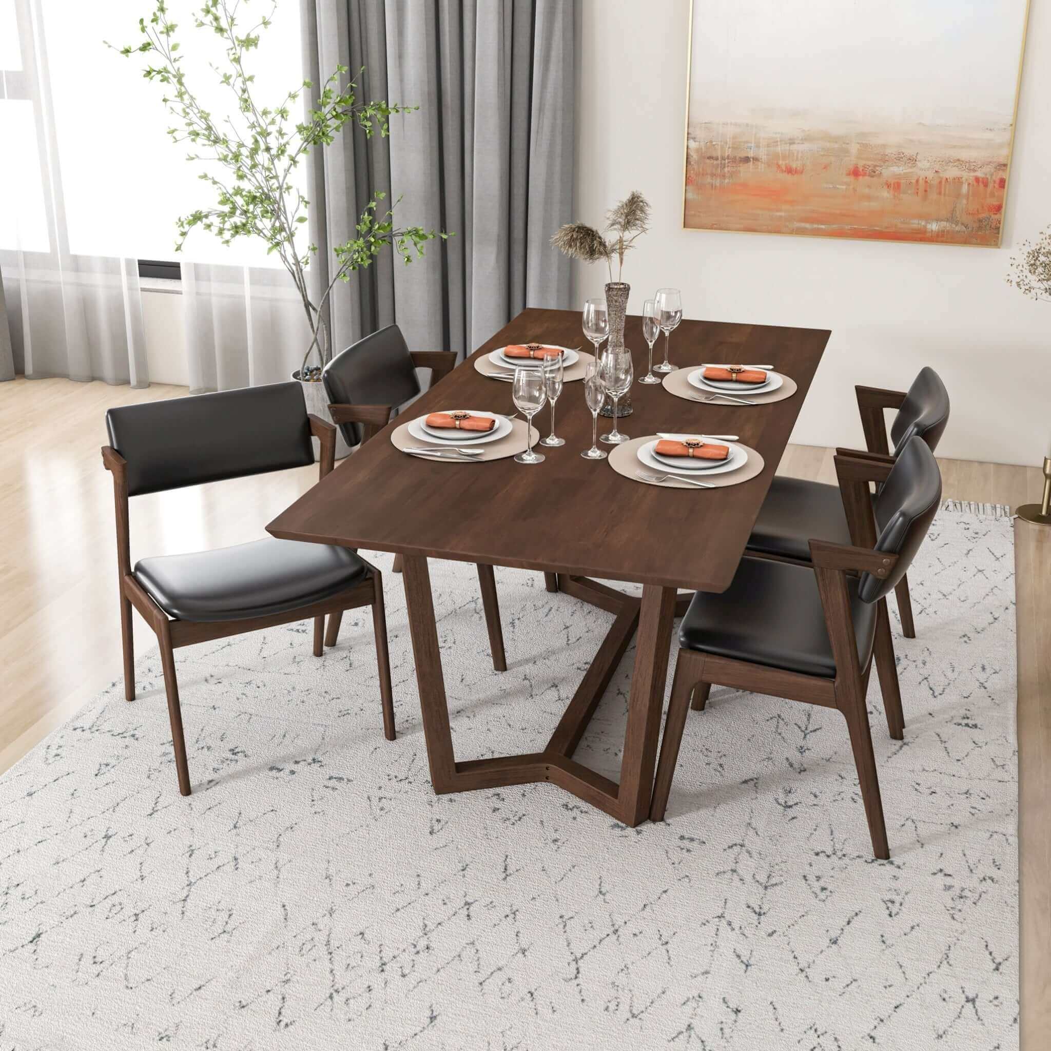 Marina Solid Wood Dining Table In Brown