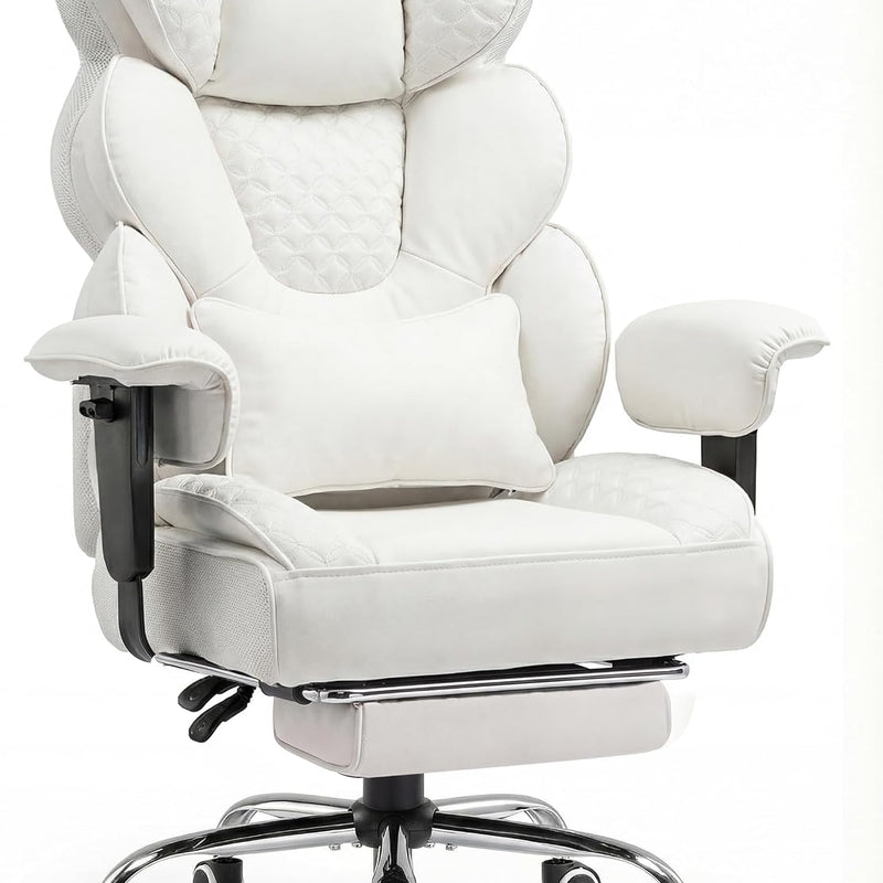 Big & Tall Office Chair with Footrest – Reclining Ergonomic Executive Chair, Wide Memory-Foam Seat, Adjustable Height