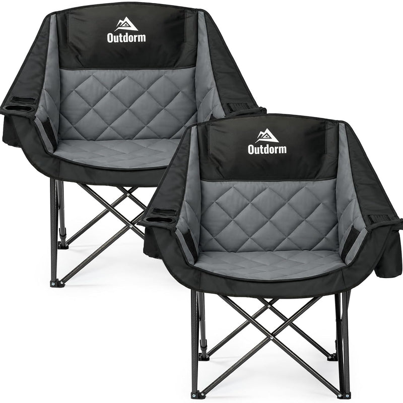 Oversized Camping Chairs 2 Pack – Extra-Large Folding Outdoor Chairs, Padded
