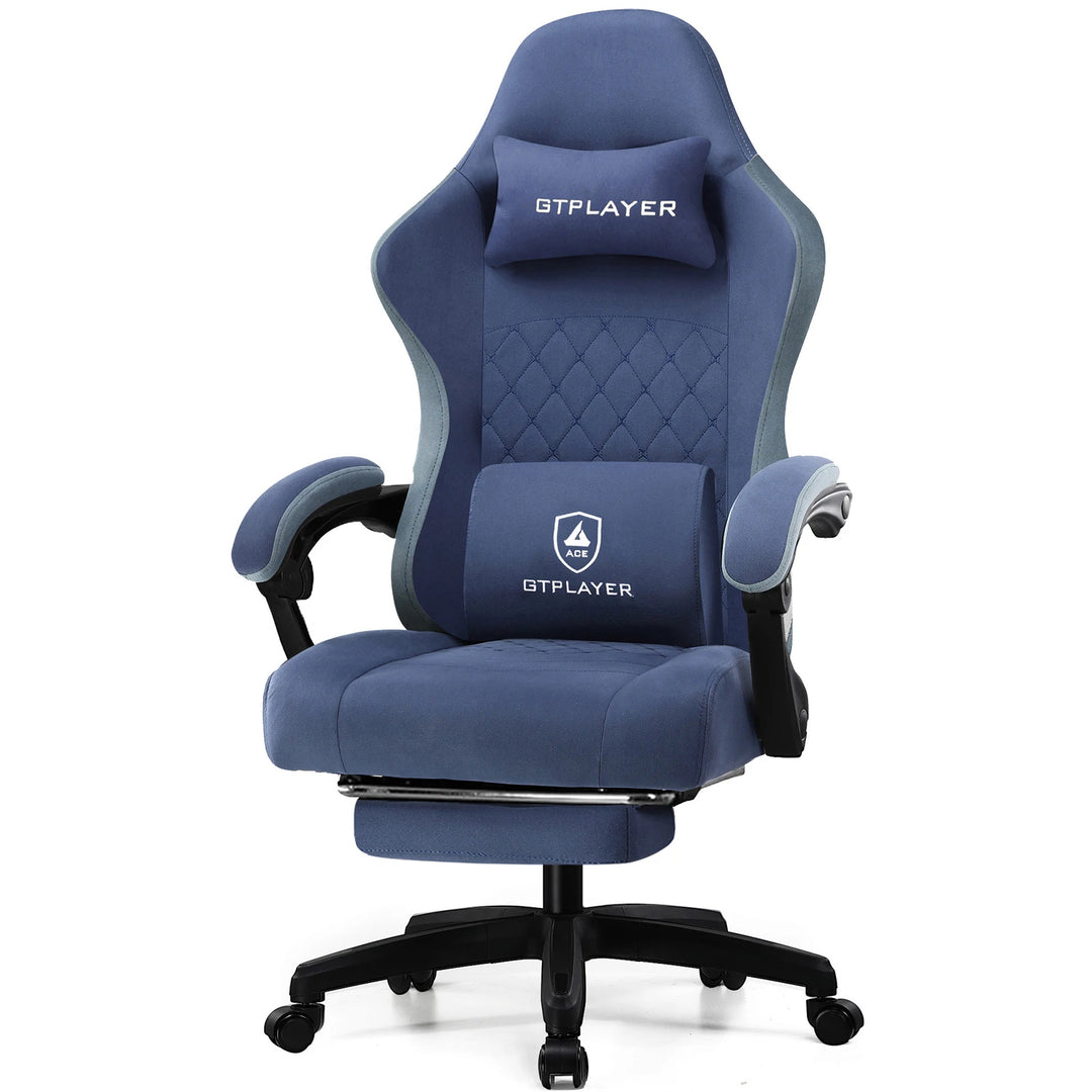 GTPLAYER Gaming Chair with Pocket Spring Cushion, Linkage Armrests & Footrest, Ergonomic Office Chair with Lumbar Support