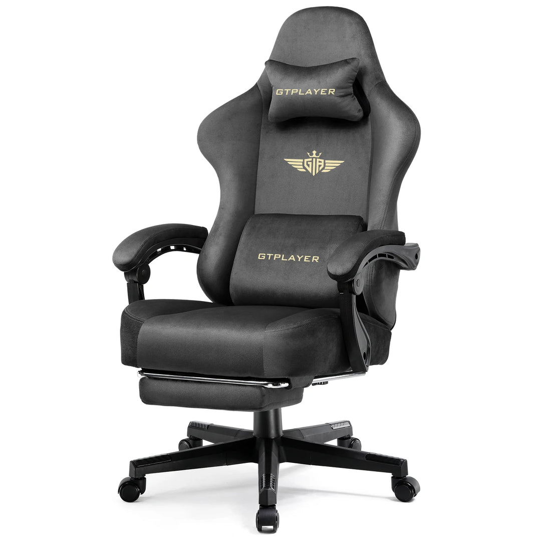 Gtplayer Gaming Chair Fabric with Pocket Spring Cushion, Big and Tall Gaming Chair 350Lbs High Back Computer Chair