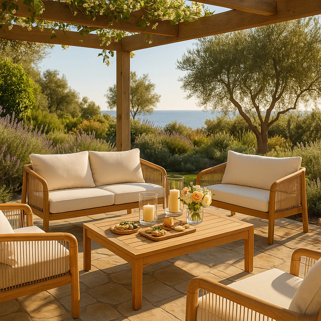 Exclusive 4-Pieces Acacia Wood Patio Furniture Set - Premium Deep Seating Outdoor Collection
