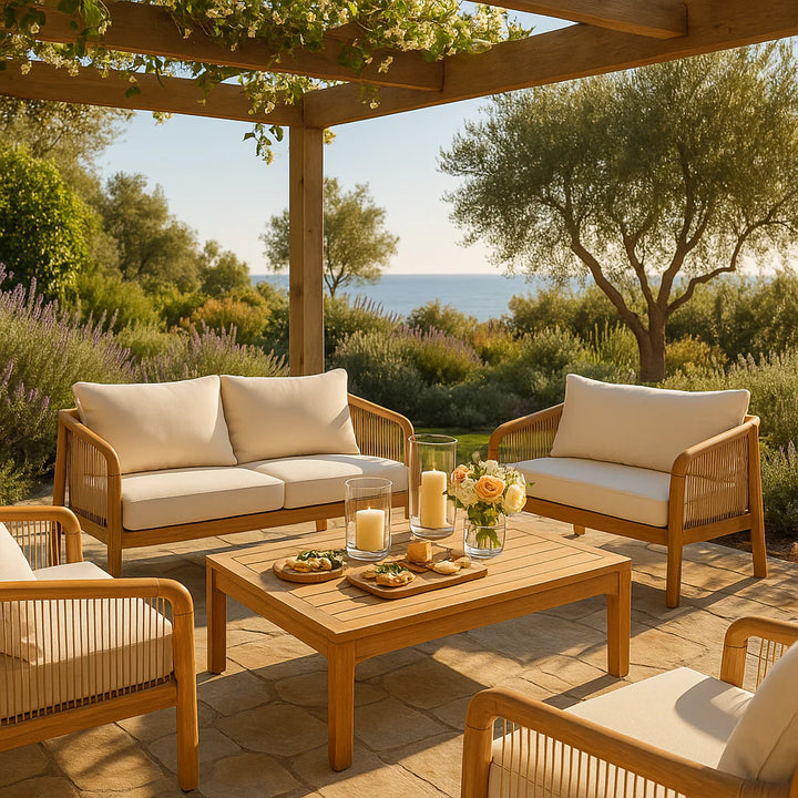 Exclusive 4-Pieces Acacia Wood Patio Furniture Set - Premium Deep Seating Outdoor Collection