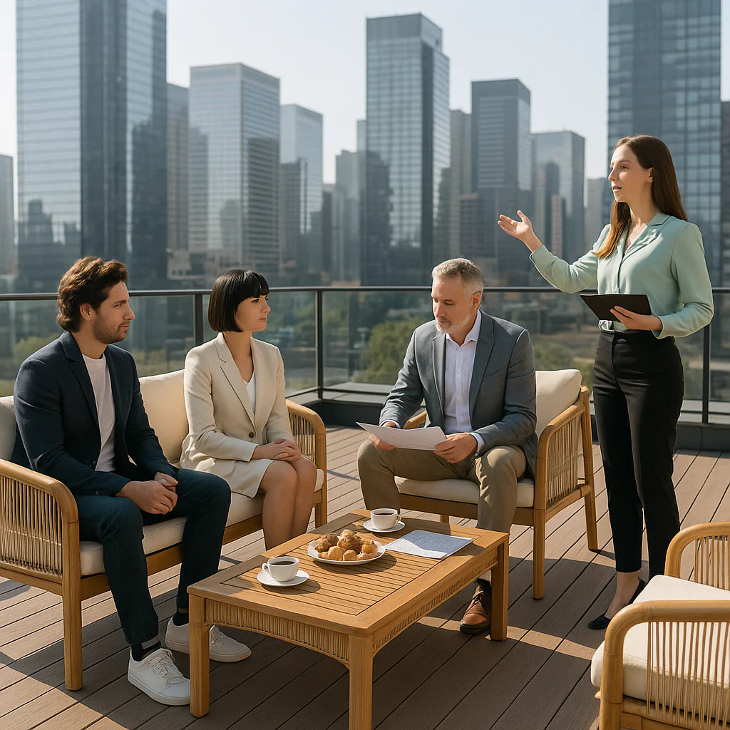 Exclusive 4-Pieces Acacia Wood Patio Furniture Set - Premium Deep Seating Outdoor Collection