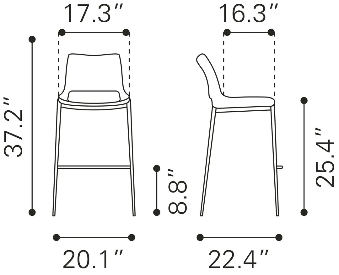 Ace Counter Stool Dark Gray & Walnut