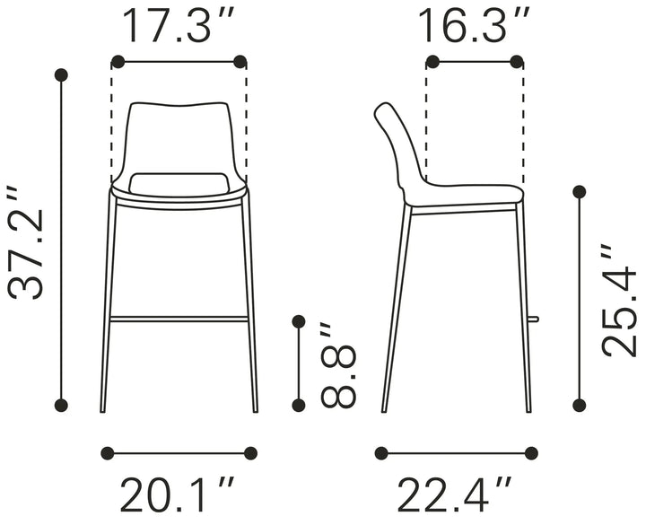 Ace Counter Stool Dark Gray & Walnut