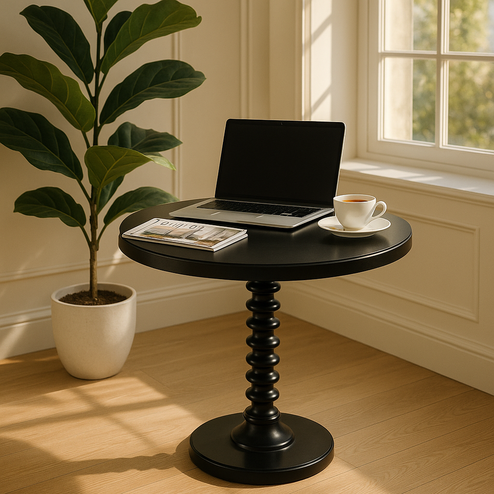 Acton Black Finish Accent Table