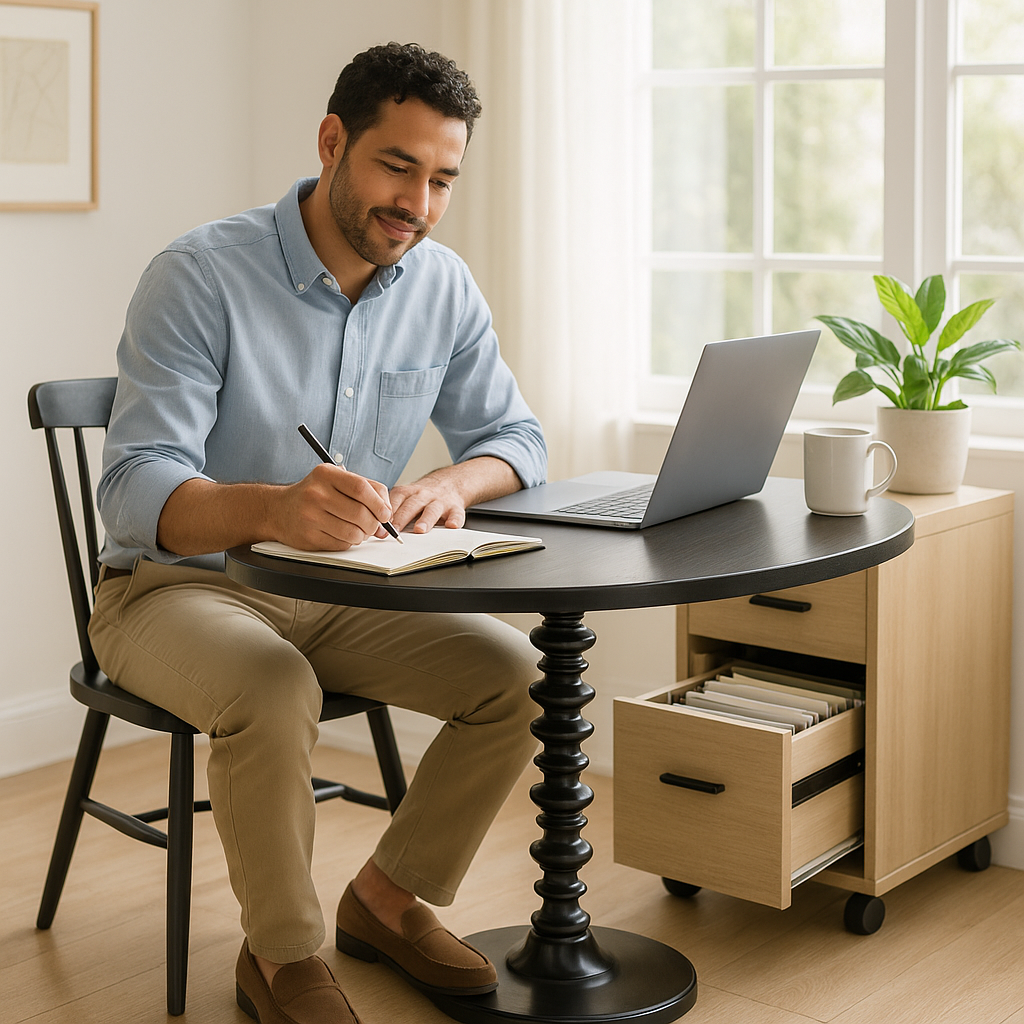 Acton Black Finish Accent Table
