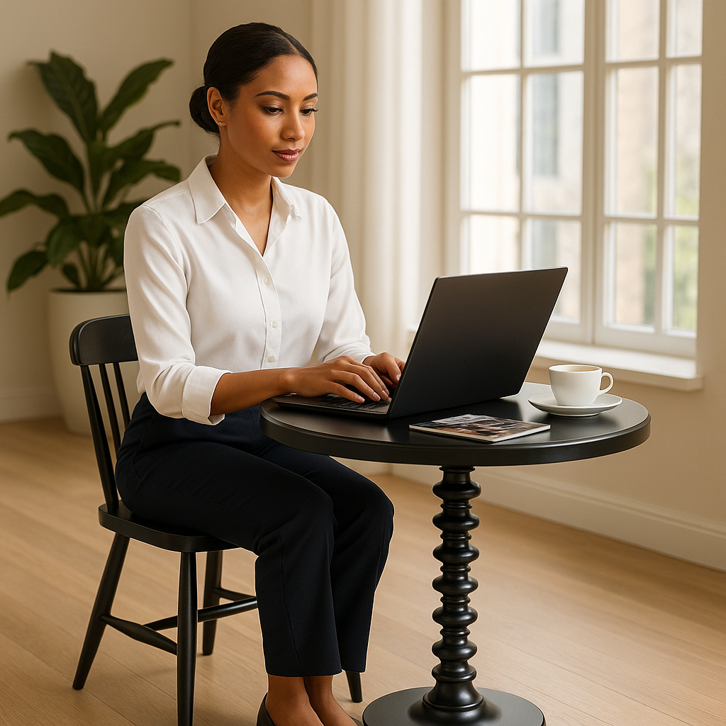 Acton Black Finish Accent Table