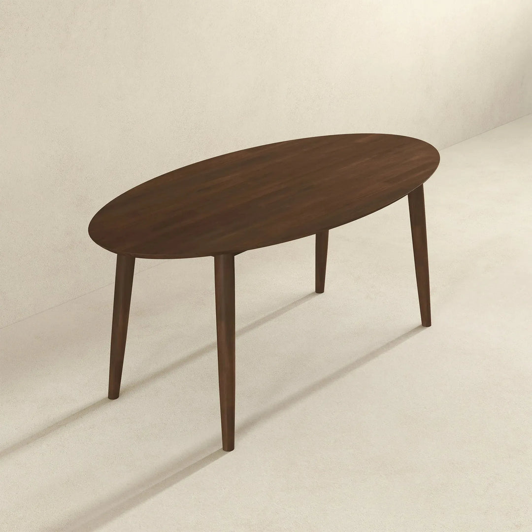 Ada Mid Century Modern Style Solid Wood Walnut Oval Dining Table Walnut