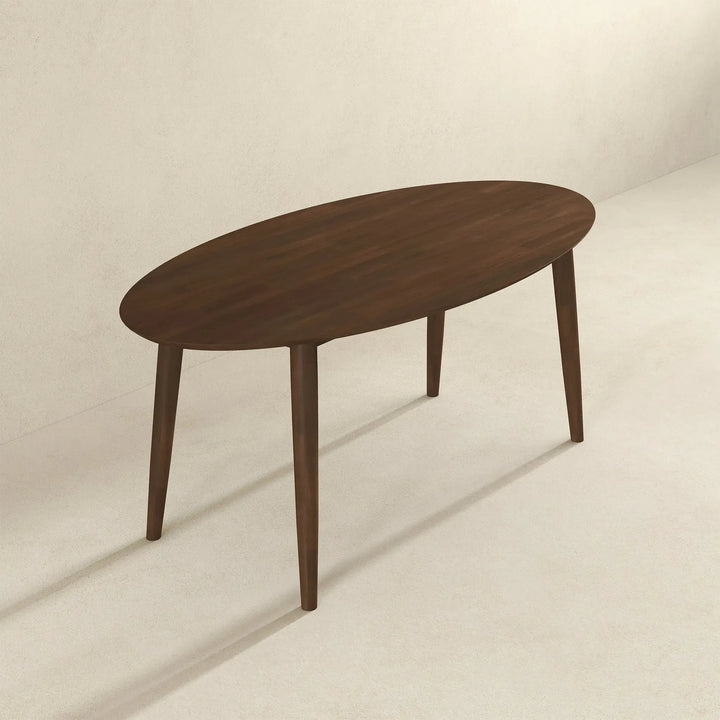 Ada Mid Century Modern Style Solid Wood Walnut Oval Dining Table Walnut