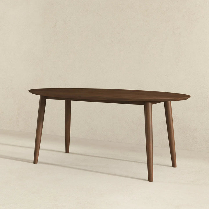 Ada Mid Century Modern Style Solid Wood Walnut Oval Dining Table Walnut