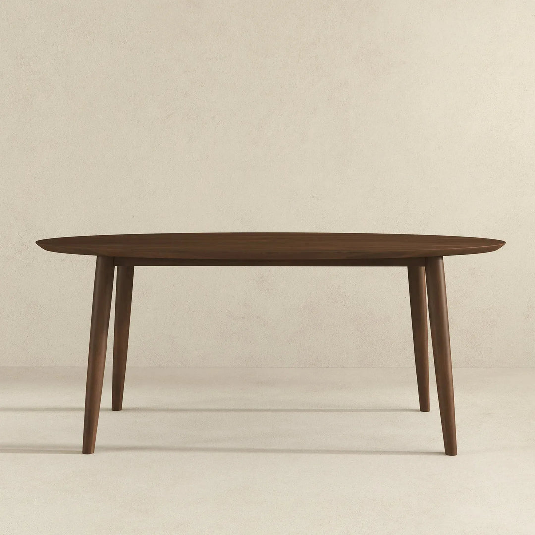 Ada Mid Century Modern Style Solid Wood Walnut Oval Dining Table Walnut