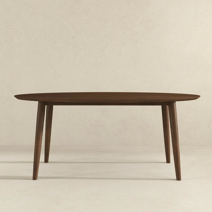 Ada Mid Century Modern Style Solid Wood Walnut Oval Dining Table Walnut