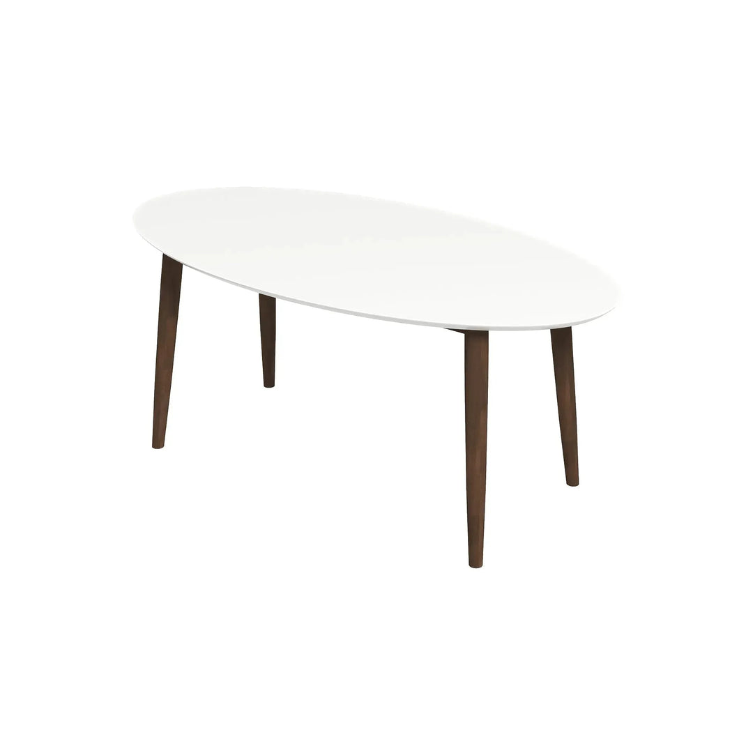 Ada Mid Century Modern Style Solid Wood Walnut Oval Dining Table White