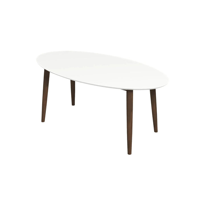 Ada Mid Century Modern Style Solid Wood Walnut Oval Dining Table White