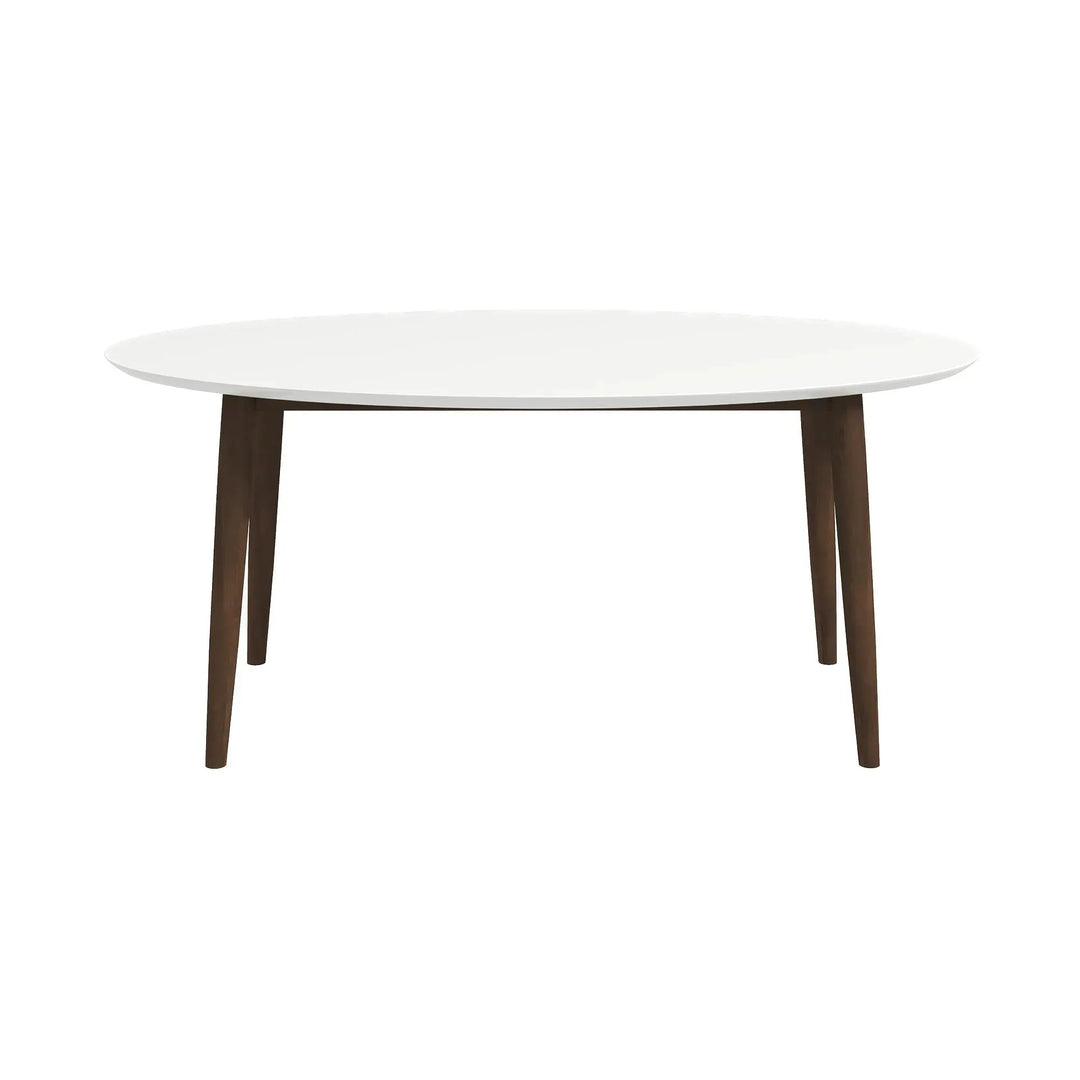 Ada Mid Century Modern Style Solid Wood Walnut Oval Dining Table White