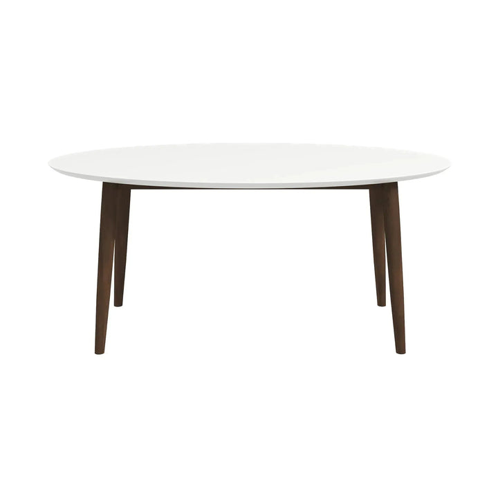 Ada Mid Century Modern Style Solid Wood Walnut Oval Dining Table White