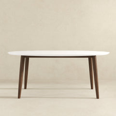 Ada Mid Century Modern Style Solid Wood Walnut Oval Dining Table