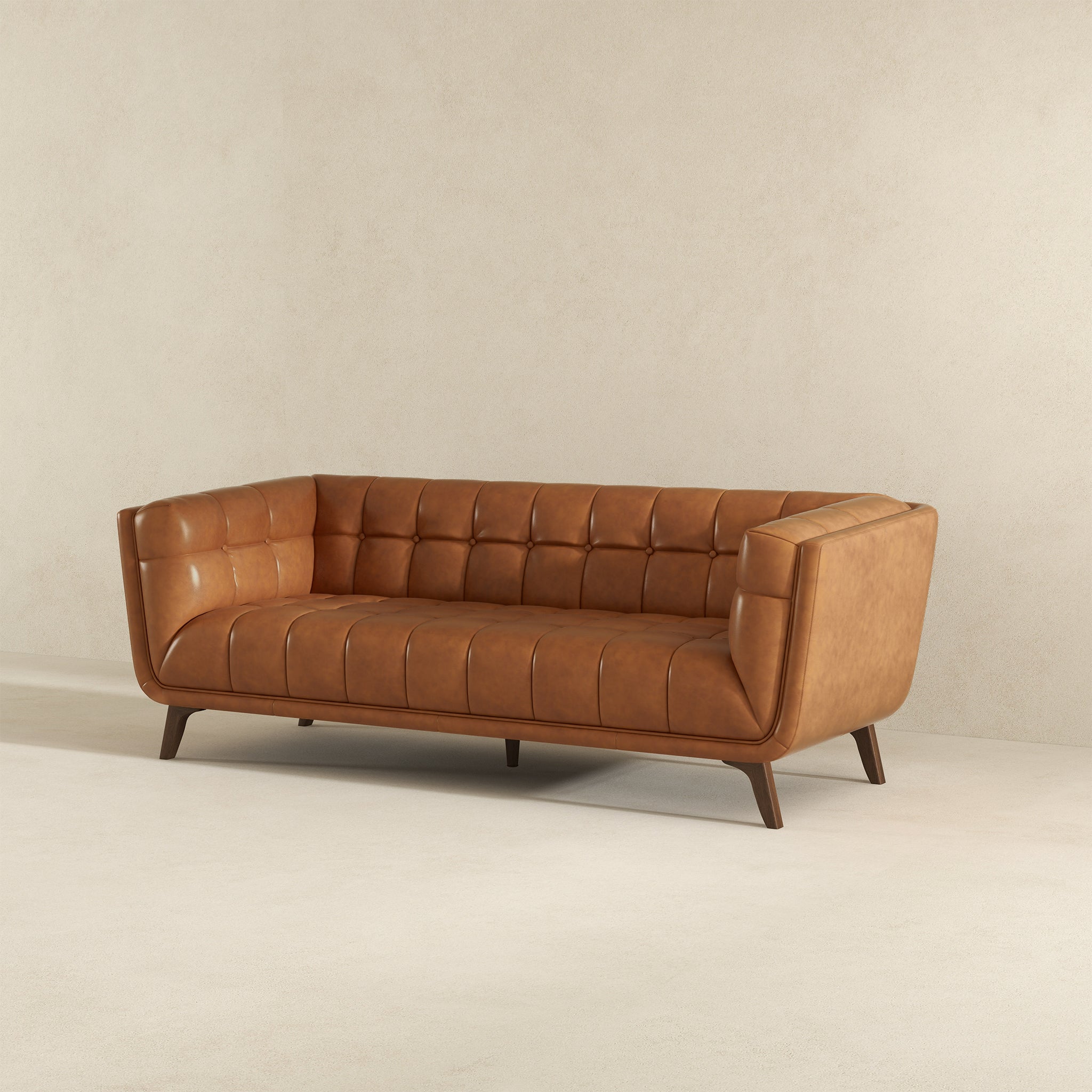 Addison Leather Sofa (84" Cognac)