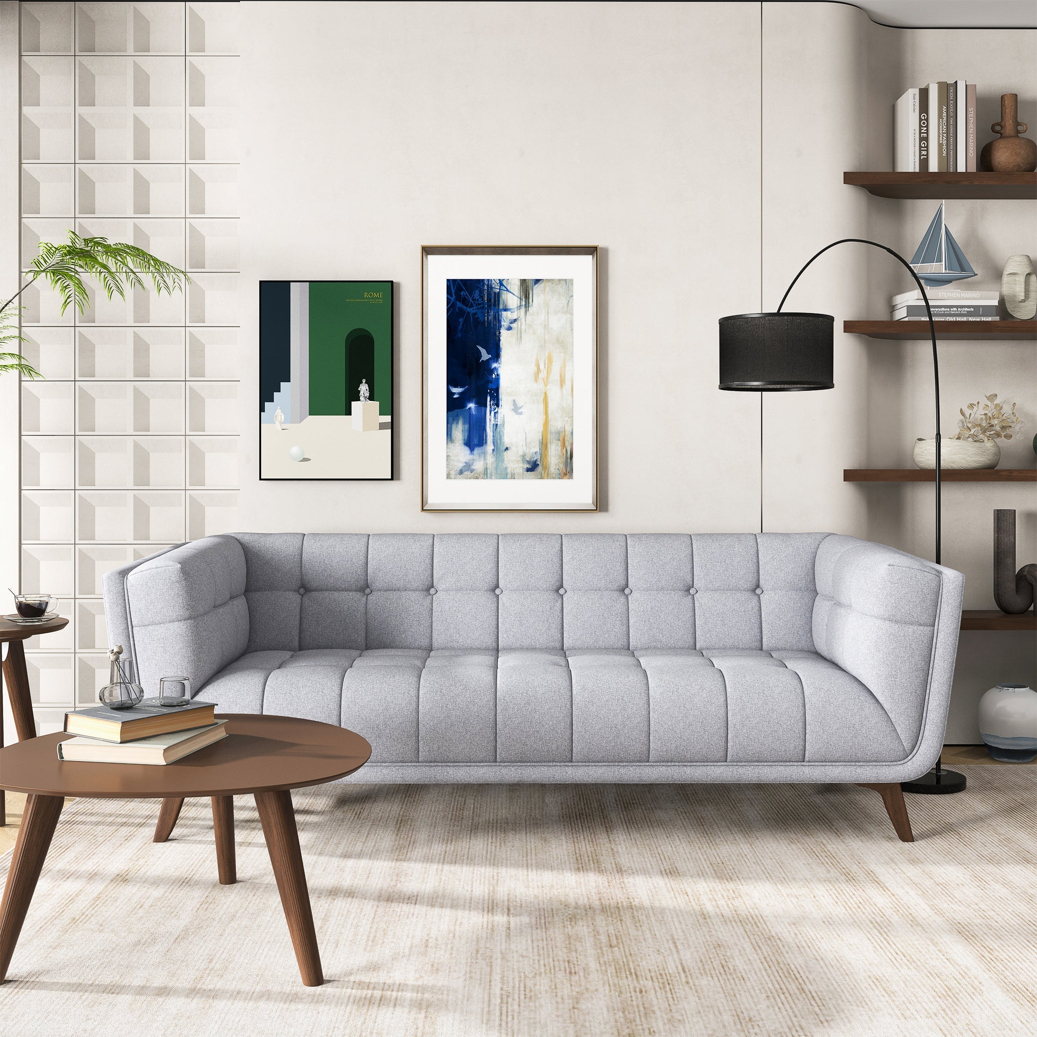 Addison Large Light Gray Fabric Sofa