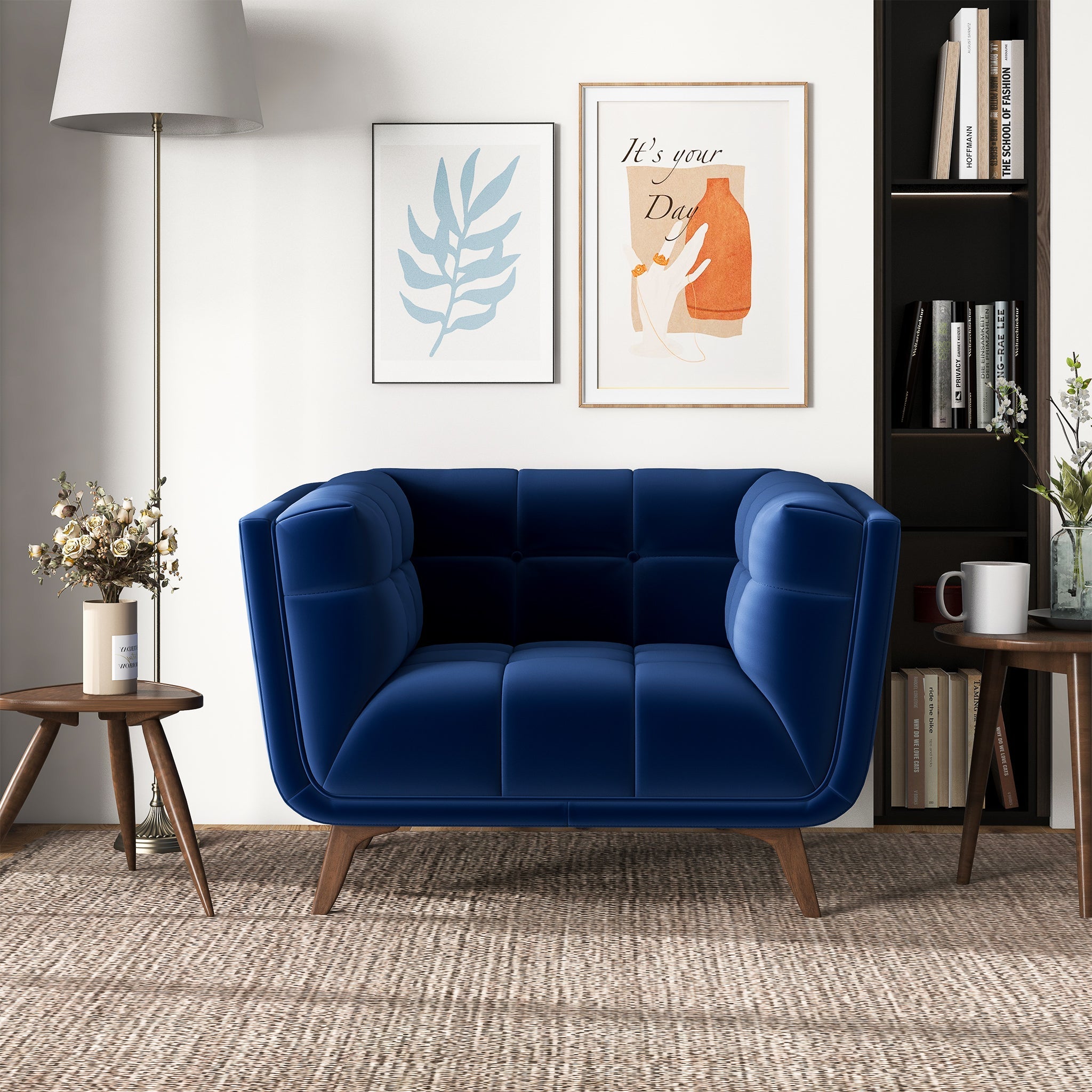 Addison Lounge Chair(Dark Blue Velvet)