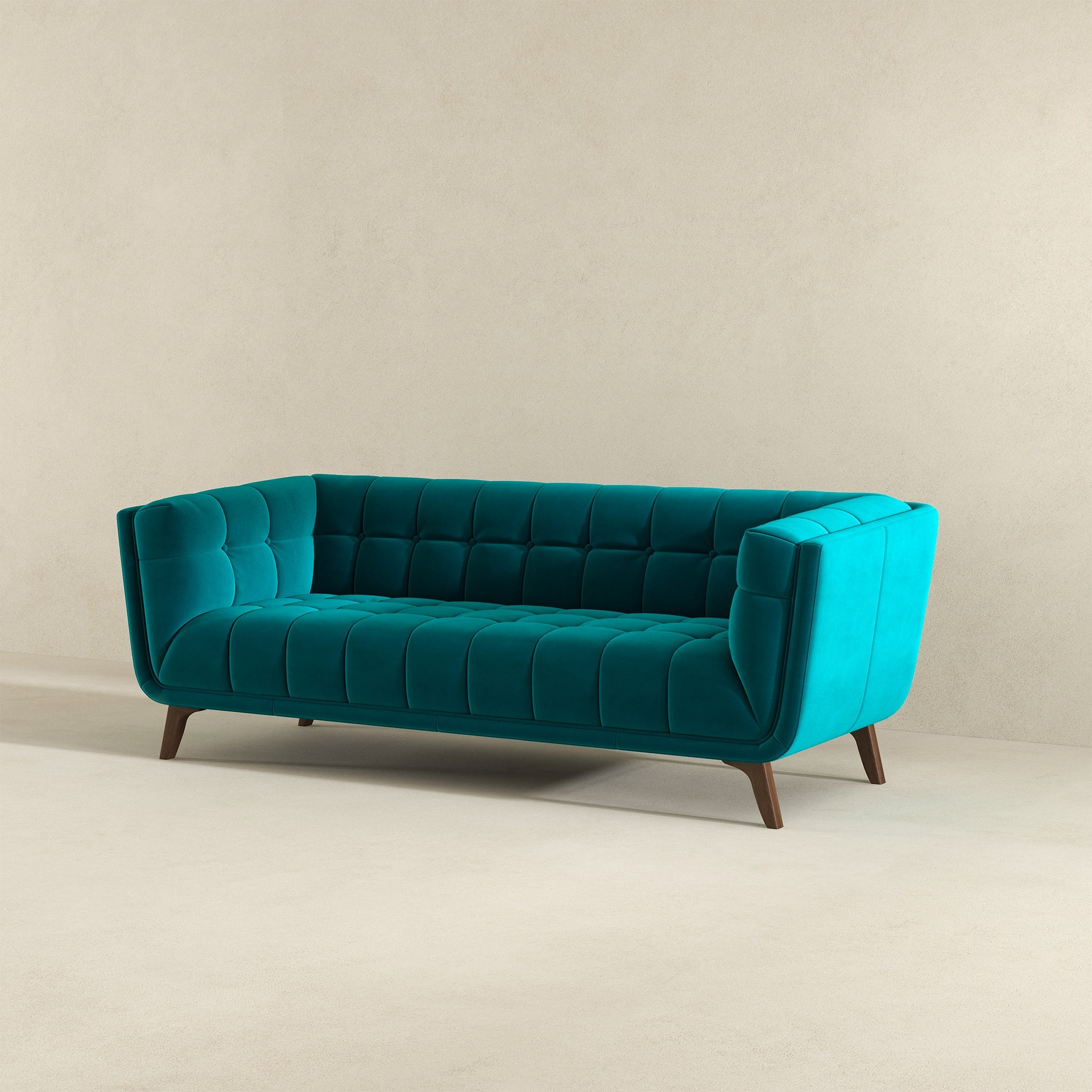 Addison Large Teal Velvet Sofa