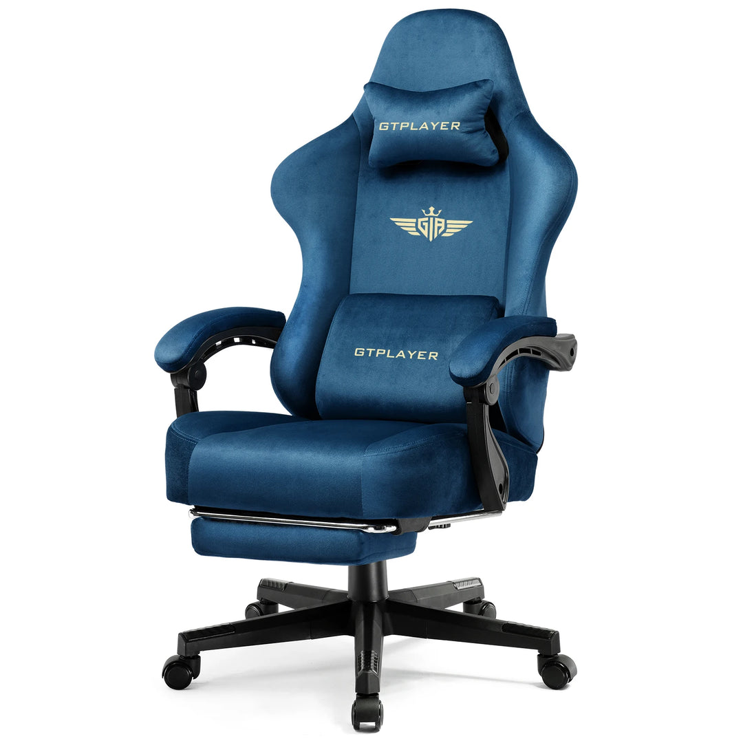 Gtplayer Gaming Chair Fabric with Pocket Spring Cushion, Big and Tall Gaming Chair 350Lbs High Back Computer Chair