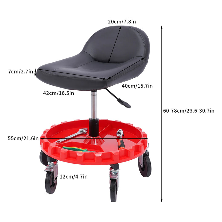 Adjustable Rolling Garage Stool