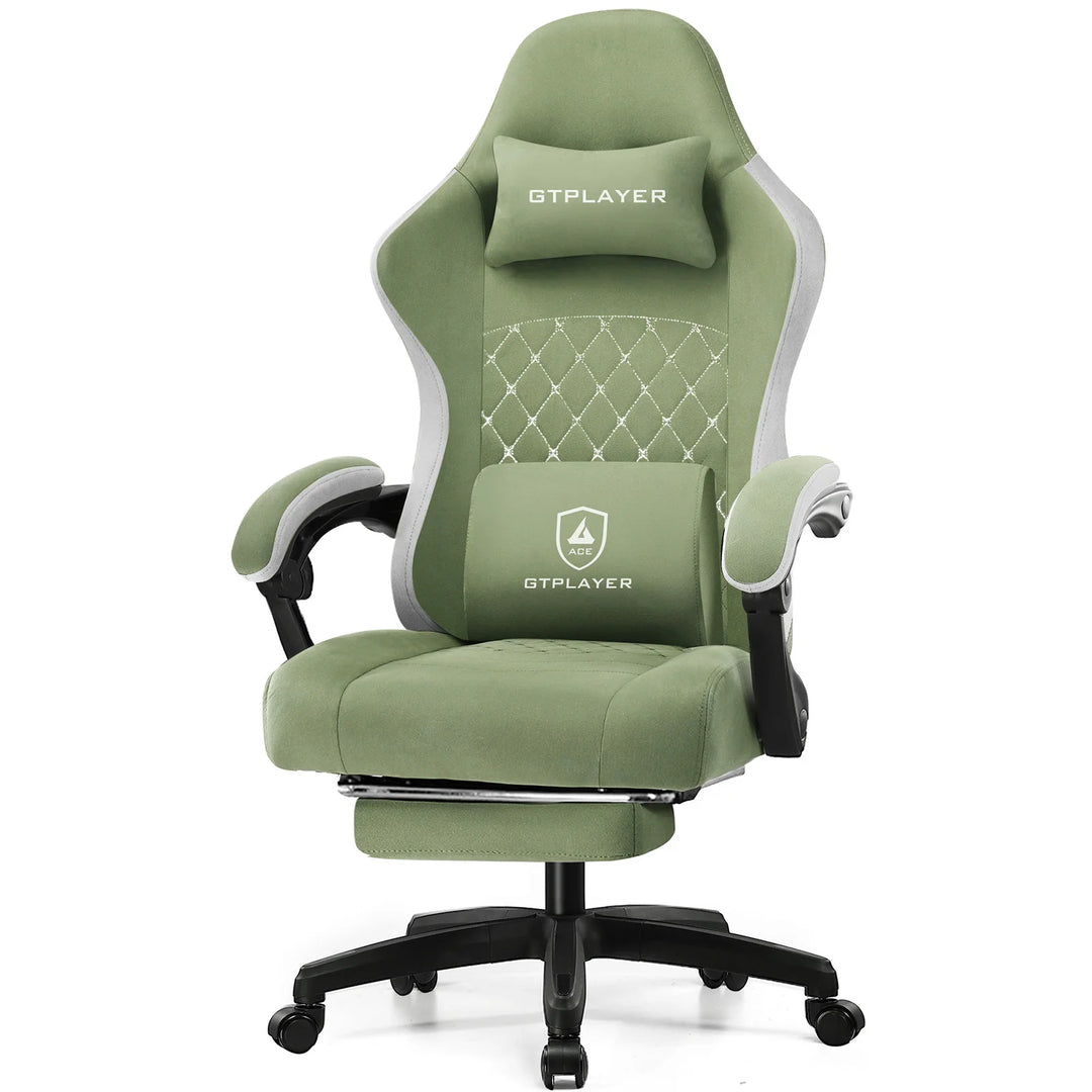 GTPLAYER Gaming Chair with Pocket Spring Cushion, Linkage Armrests & Footrest, Ergonomic Office Chair with Lumbar Support