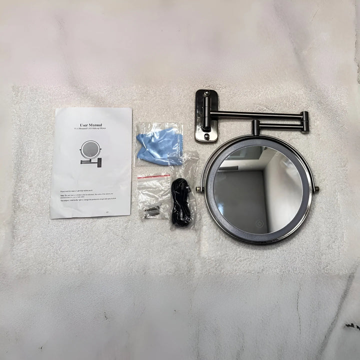 PrecisionGlow LED Wall Mounted Makeup Mirror with 10X Magnification & 360° Swivel | Trufairs