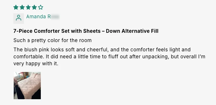 7-Piece Comforter Set with Sheets – Down Alternative Fill customer review screenshot 5