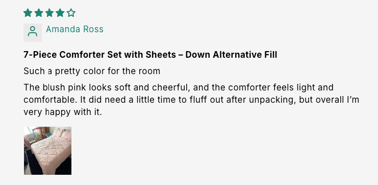 7-Piece Comforter Set with Sheets – Down Alternative Fill customer review screenshot 5