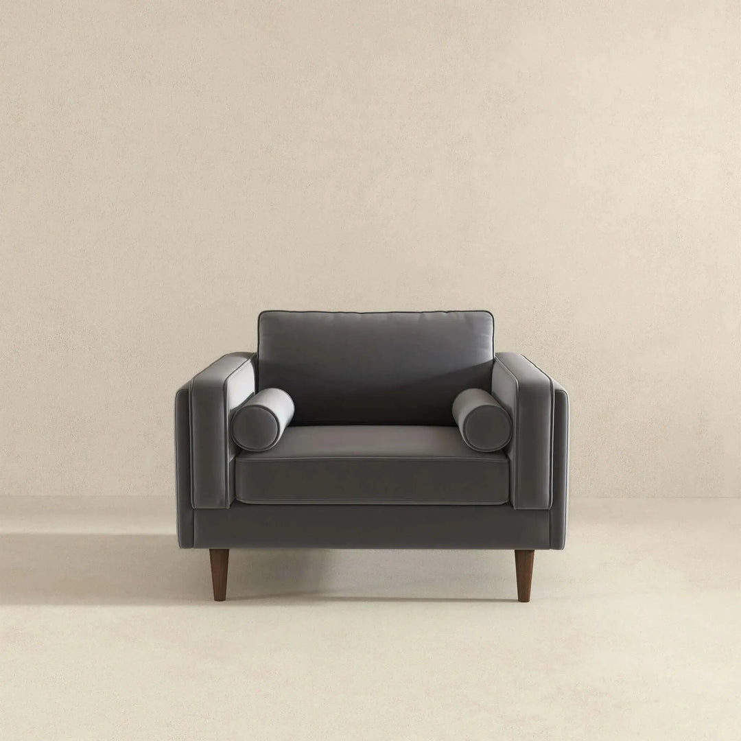 Amber Grey Velvet Lounge Chair