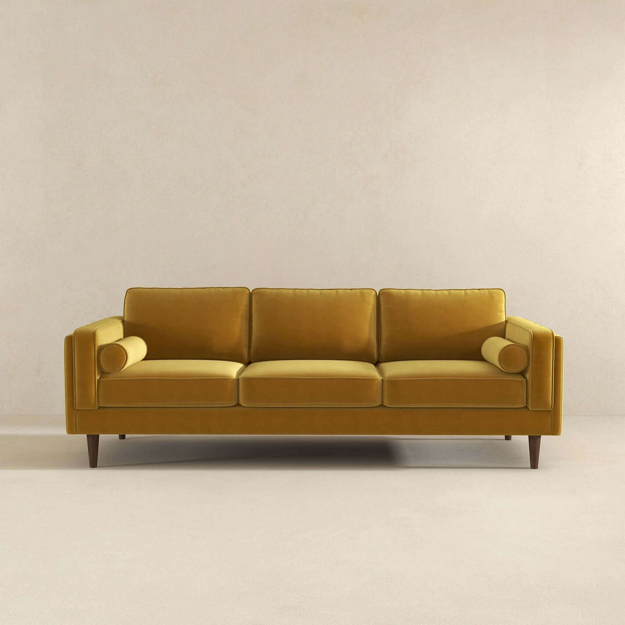 Amber Mid Century Modern Yellow Sofa