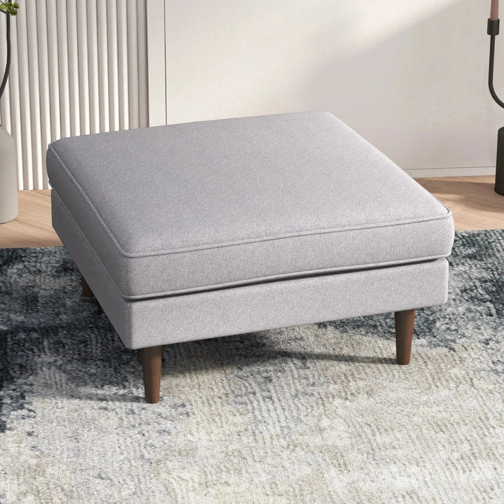 Amber Square Upholstered Ottoman Light Grey