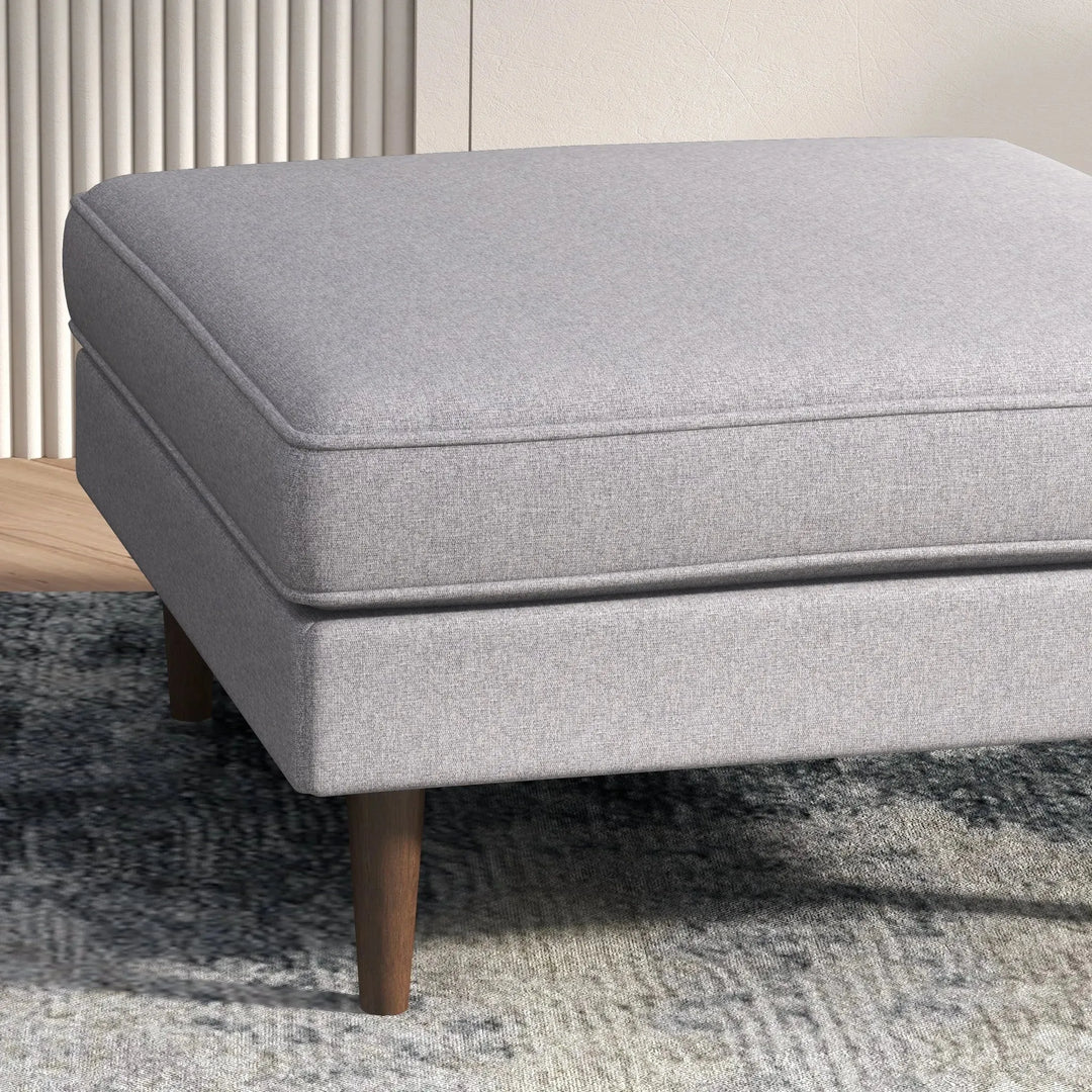 Amber Square Upholstered Ottoman Light Grey