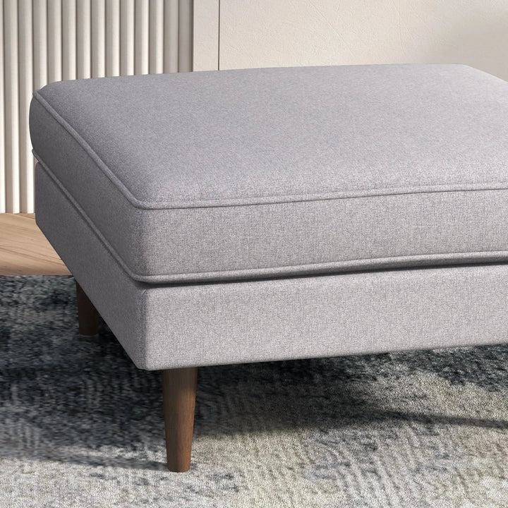 Amber Square Upholstered Ottoman Light Grey