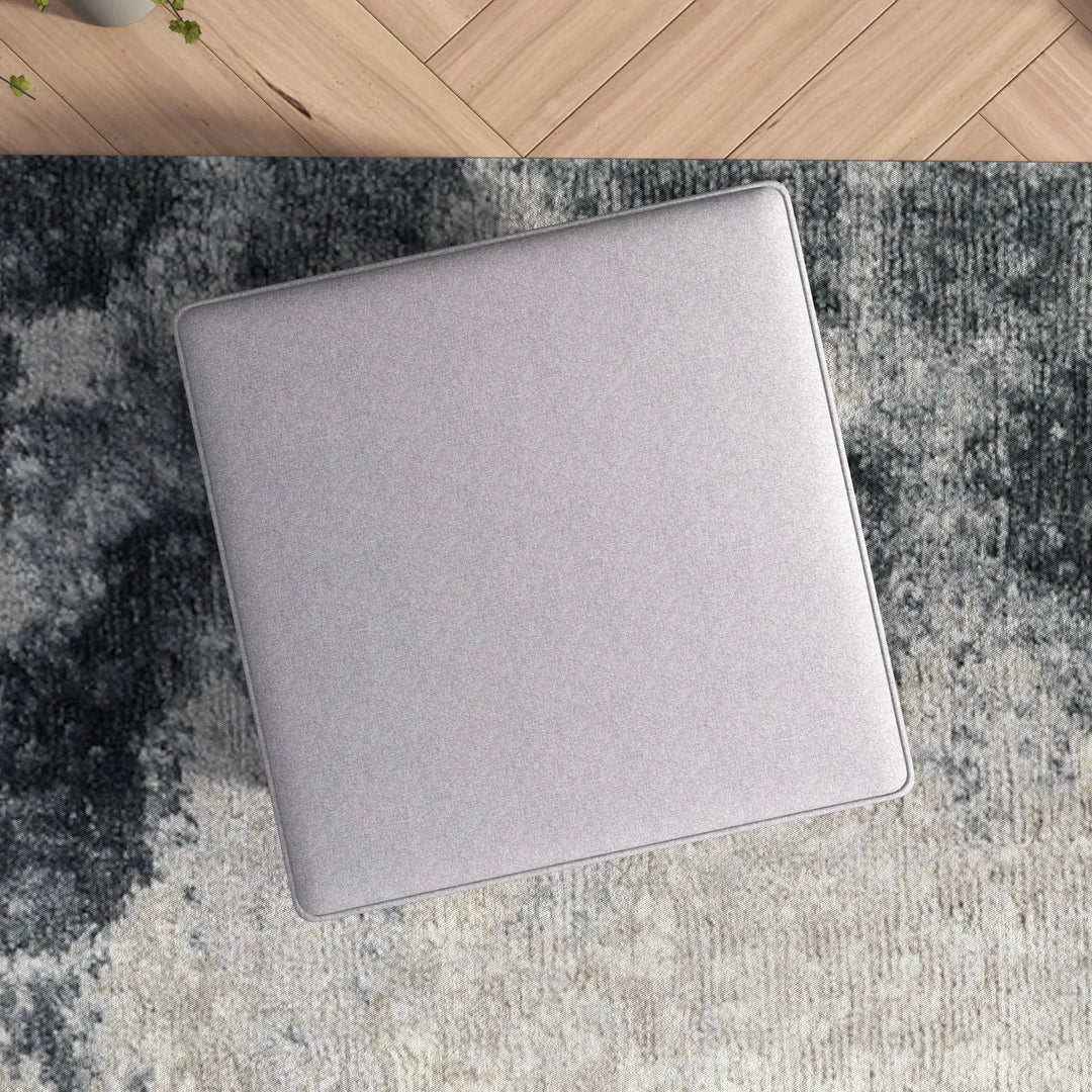Amber Square Upholstered Ottoman Light Grey