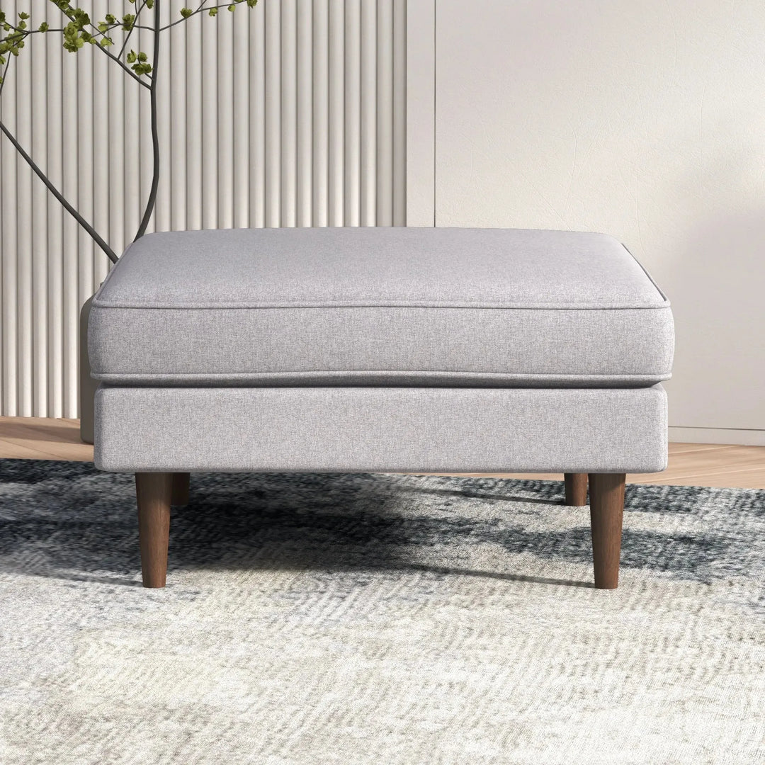 Amber Square Upholstered Ottoman Light Grey
